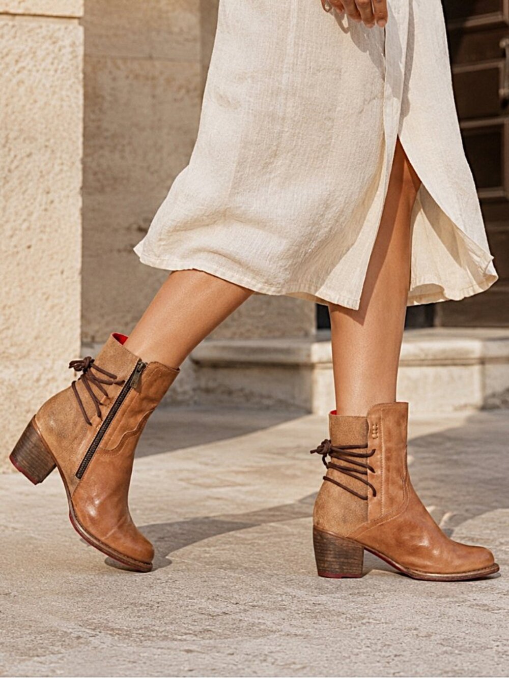 BED/STU Cable Booties TAN RUSTIC